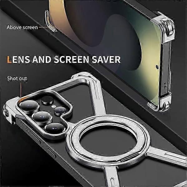 Metallramsfodral för Galaxy S25 Ultra, kantlös design med MagSafe-stativkompatibilitet Silver