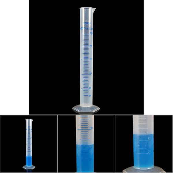 Målecylindre Glas 250 ml Plast Gradueret Cylinder
