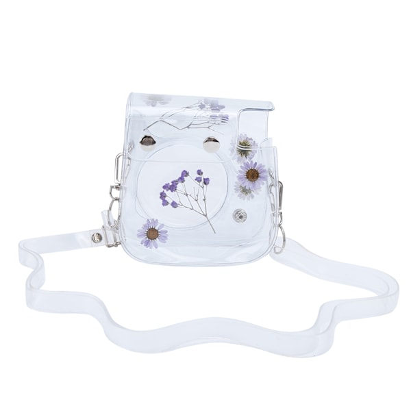 Transparent Kameraväska PVC Förvaringsväska med Justerbar Axelrem för Instax Mini 11 Skydd Lila