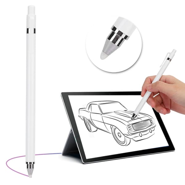 Stylus-kynä, kaksoispää, tabletti, matkapuhelimen näyttö, kosketus, ei-ladattava, yleismalli (valkoinen)