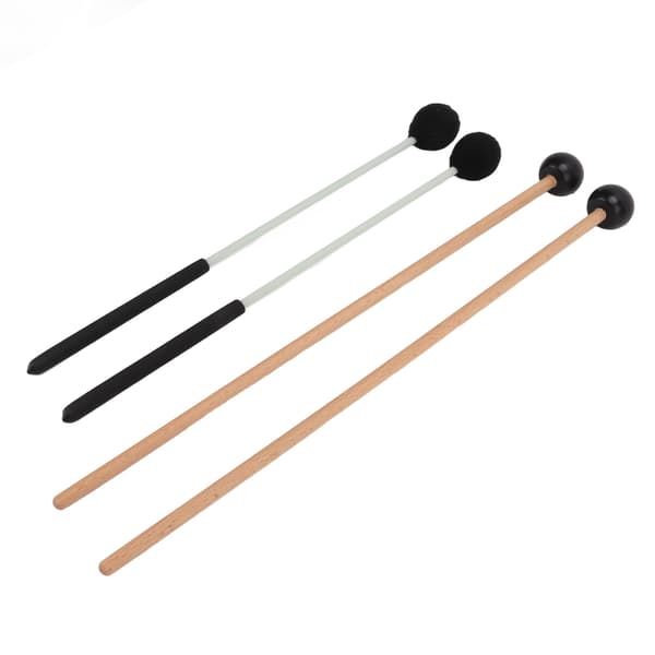 Marimba Klubba Set 1 Par Medium Hårt Garnhuvud + 1 Par Gummiklubbor för Slagverk