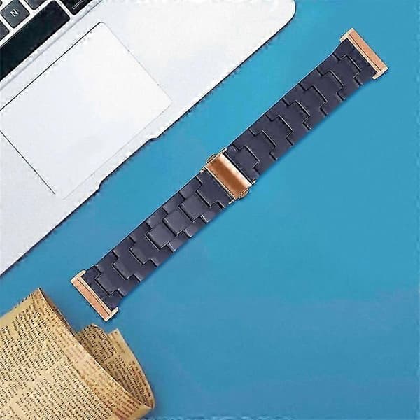 20 mm harpiksrem med spænde i rustfrit stål til Fitbit Versa 4/Sense 2 udskiftningsurrem Midnight Blue