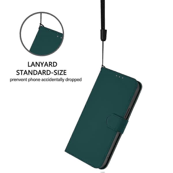 Til Samsung Galaxy A55 5G Cover Solid Farve Pung Læder Telefoncover med Rem - Citron -XN Multicolor Dark Green