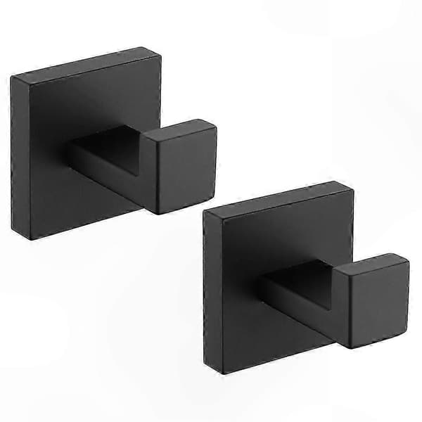 Håndklædekroge til badeværelset - 2-pak vægmonterede kroge i rustfrit stål til håndklæder og badekåber Black 5X5X4.5CM