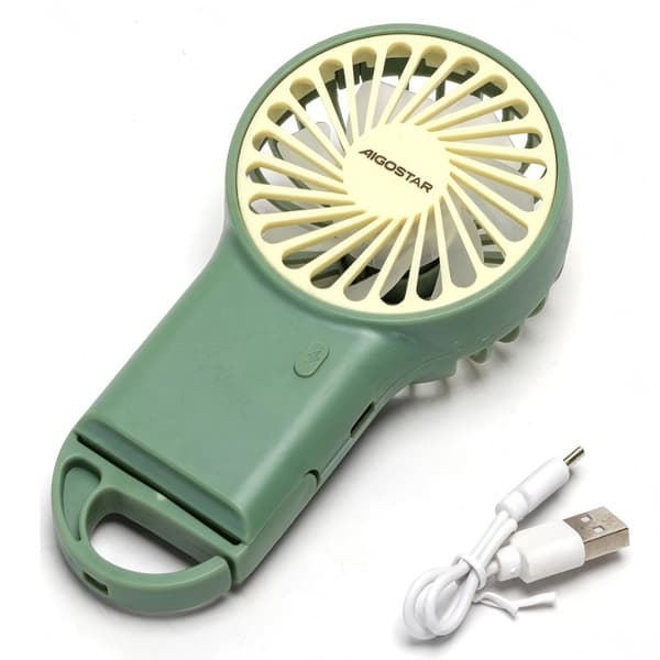 Aigostar Bærbar Miniventilator – Grøn, 3,2\", 7 Blade, 3 Hastigheder, 500mAh, Genopladelig