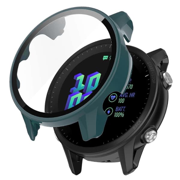 Garmin Forerunner 955 -kellon täysi suojaus kova PC-kotelo karkaistulla lasinäytönsuojalla zy -XN Pine Needle Green
