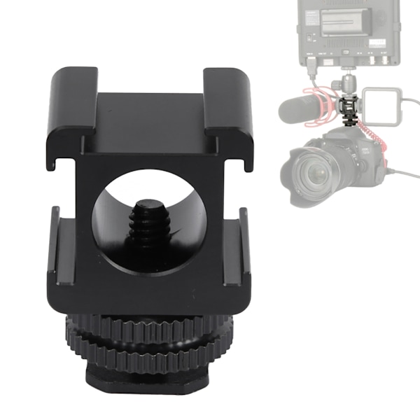 Metall Kamera Tri Hot Shoe Mount Adapter för Mikrofon LED Videoljus Monitor