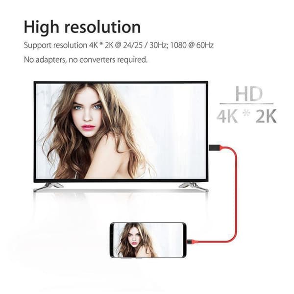 Typ-C till HDMI-kabel, HDTV-kabel, Typ-C till HDMI (röd)