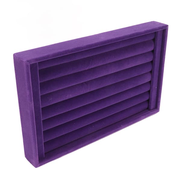 Lilla Velour Ring Organizer 7 Slots Stabelbar Smykkeopbevaringsbakke Øreringe Display Case