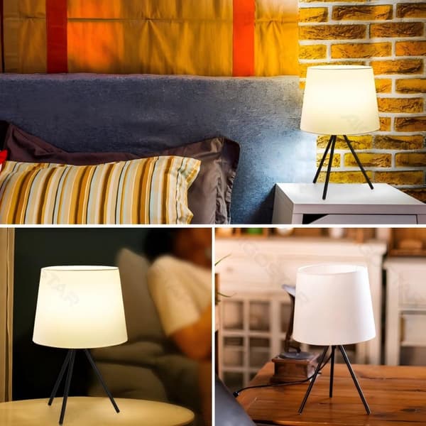 Nordisk Svart och Vit Metall Stativ Bordslampa, Glödlampa Ingår Ej, E14 Sockel, för Sovrum