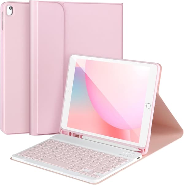 【03】Keyboard Case for iPad 10.2/Pro10.5/Air 3, iPad Case with Keyboard, Detachable Bluetooth Keyboard, with Pen Holder