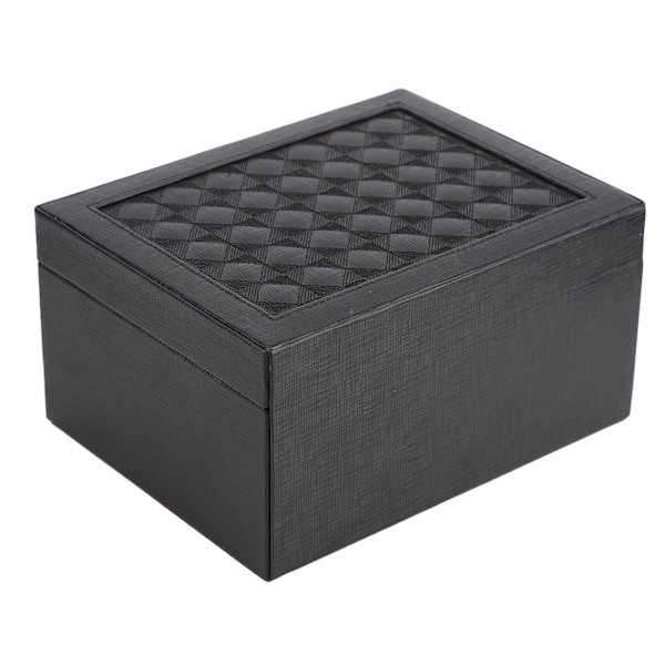 Smykkeskrin til husholdningsbrug Vandtæt PU-læder Smykkeetui Dobbeltlags Partition Stor kapacitet Ornament Organizer Sort