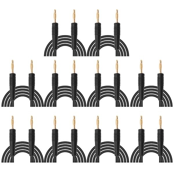 10-pack Banankontakt Testkabel Svetsad Hane till Hane Testkabel för Hemindustri 0.44mm² Svart