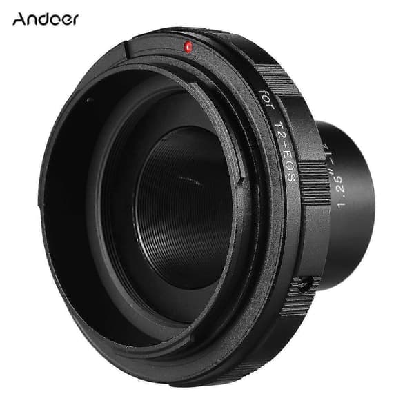 Erstatnings tilbehørsring til Canon EOS-kamera 1,25-tommer T2-adapter med fotograferingsokular og støjreducerende funktion musta