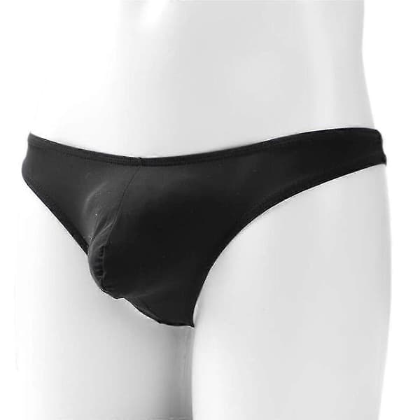 【03】Mænds is silke briefs G-streng trusser undertøj bule pose underbukser CJY Sort Black M