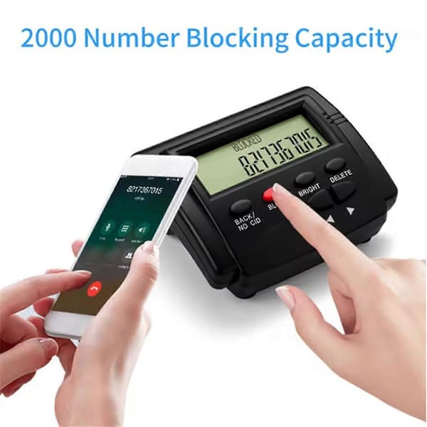 【03】Thll Blocker Telefon til fastnettelefoner 2000 nummerviser blokerer uønskede robocalls Nu Black