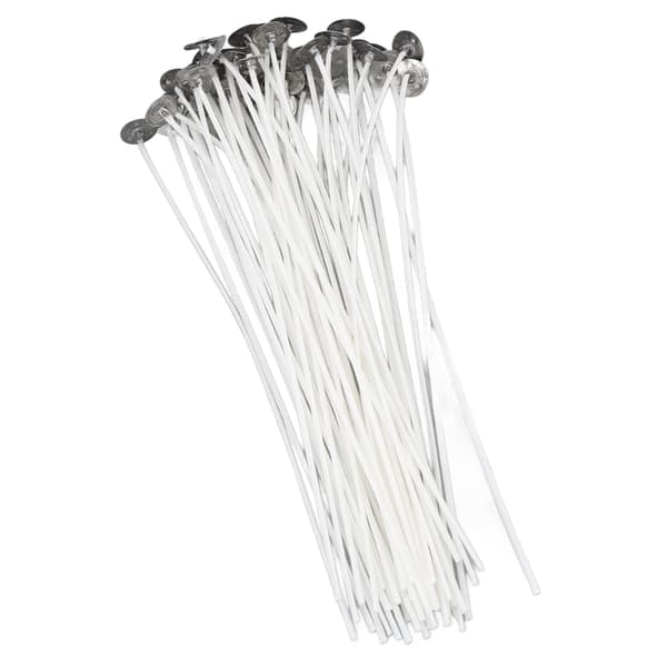 50 stk. Candle Wick Pre Waxed 20 cm Lav Røg Metal Sustainer Tab til DIY Lysfremstilling