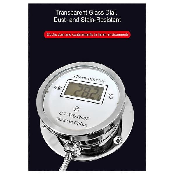 Termometer i rustfrit stål med digitalt display, vandtæt probetermometer til madlavning, industriel brug