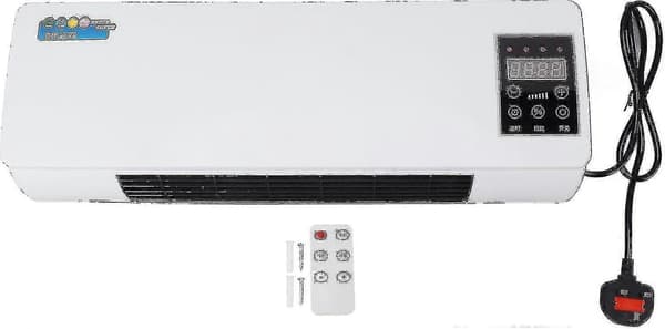 Bärbar luftkonditionering, 2000w väggmonterad med fjärrkontroll, digital display, bred täckning (-kontakt 220v)
