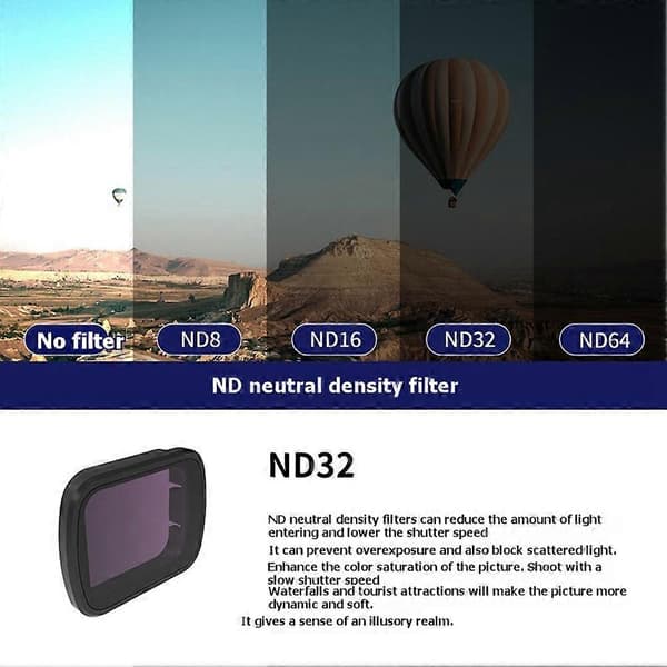 Til DJI Lito X1-filter CPL/ND8/ND16/ND32/ND128-filter Ridsefast, stænktæt HD-filter D Black Nd32