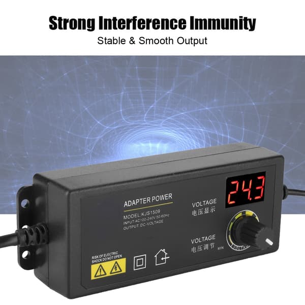 LED Display 3A/9-24V Output Justerbar Strømadapter med Flerlagsbeskyttelse