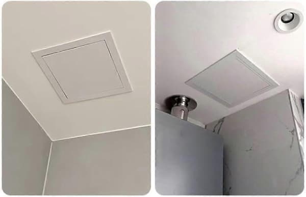 【03】Hvid ABS inspektionslem til loft, nem installation og fladt design (150 x 150 mm)