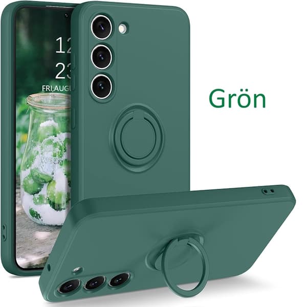 【03】Samsung S23 - Vælg farve silikonecover magnetisk ringholder grøn Green Green