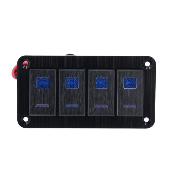 Sort 4-vejs vippekontaktpanel IP65 Vandtæt vippekontakt med LED-baggrundsbelysning Motorbådsmodifikation DC12‑24V