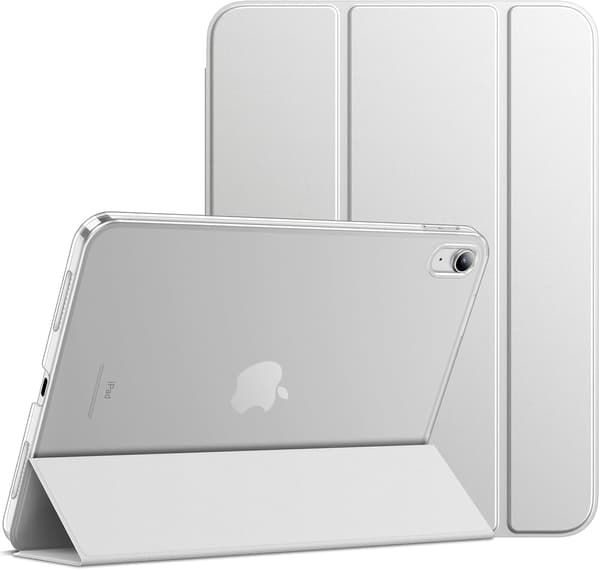 【03】Fodral för iPad (A16) 11:e/10:e generationen (2025/2022), Slimmat Stativ Hårt Skal med Auto Wake/Sleep Funktion (Silver) Silver