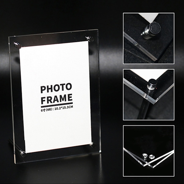 Transparent Fotoram Akryl Bildram för att Visa Certifikat och Foton med Metallställ 13,2 X 18,3 cm / 5,1 X 7,2 tum