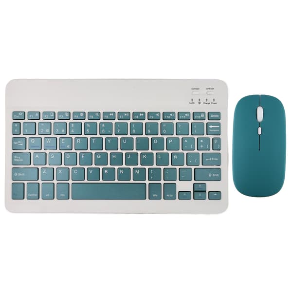 【03】Trådløst tastatur og mus til iPad Air 5, 4 Pro, 11, Bluetooth, spansk, engelsk, Android, iOS, Windows, telefon, tablet dark green