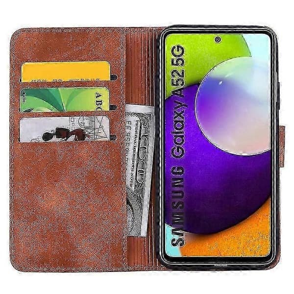 Plånboksfodral för Samsung Galaxy A52/A52S Premium PU-läder Flip Cover Mandala -XN Brown