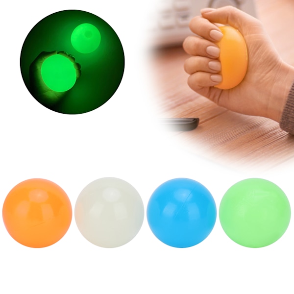 4 stk. Klæbevæg Bold Stress Relief Legetøj Dekompression Lysende Klæbebold Legetøj Sæt 4 Farver 45mm