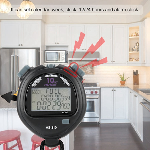 Multifunktionel Digital Display Timer Bærbar Elektronisk Stopur Timer Alarm Tæller (HS-310)