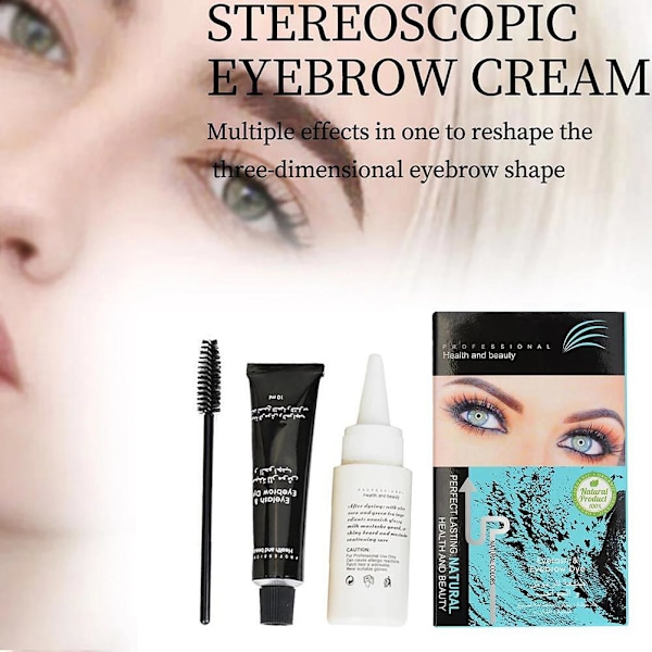 Sort Øjenbrynsfarvesæt med Børste Halvpermanent Øjenbrynsfarve Øjenvipper og Øjenbrynsfarve Farve Øjenbryn (Brun) 10 ml + 10 ml