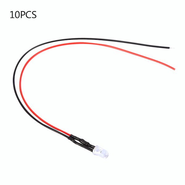 10 stk. 12V 5mm LED-lysdiode med ledning, flerfarvet LED-lyskabel 20 cm 0,06W (Pink)