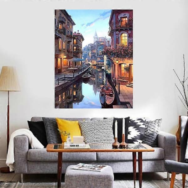 【03】Mal efter nummer DIY Akrylmaling & Voksne 40X45cm Stille Nat med 3 Pensler