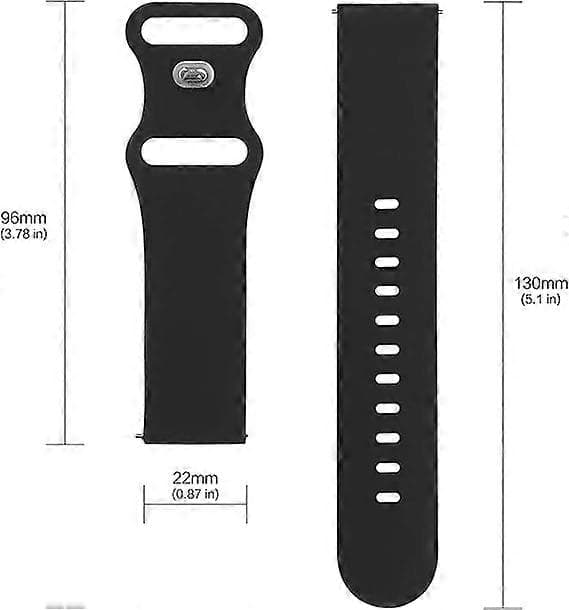 Silikoninen Quick Release -ranneke, 22mm Pehmeä ja Mukava Kellonranneke, Värikäs Helposti Vaihdettava Kellonranneke, Musta