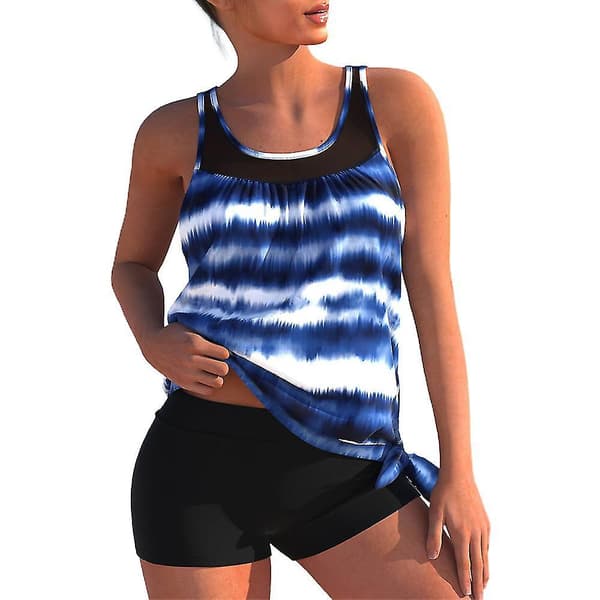 【03】Tankini badedragtsæt med boyshorts - Royal Blue, størrelse 3XL