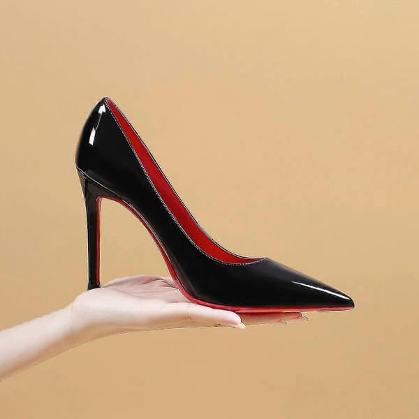 【03】Thmen Røde Såler Pumps Sexede Spidse Sorte Tynde Højhælede Sko 8cm 10cm 6cm Bryllupssko 38