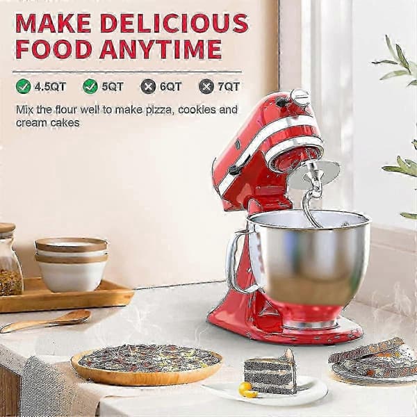 Dejkrog i spiral i rustfrit stål til KitchenAid 4,5 - 5 QT standmixer -NBB hopea