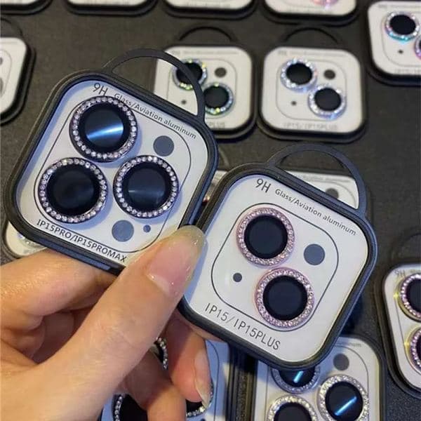 【03】Lyxigt diamantskydd för iPhone 12 Pro/12 Pro Max - Glitterringlinsglas bakre linsskydd, 3 st, silver för 12 Pro (3 st) for 12 Pro(3pcs