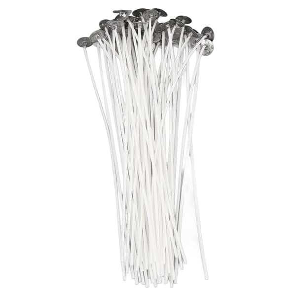 50 stk. Candle Wick Pre Waxed 20 cm Lav Røg Metal Sustainer Tab til DIY Lysfremstilling