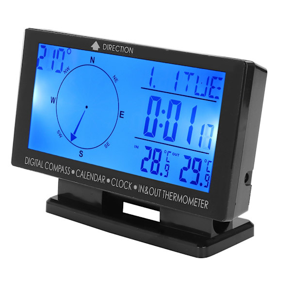 CD60 Multifunktionell Digital Bil Termometer Mätare med Tid Navigationsfunktion