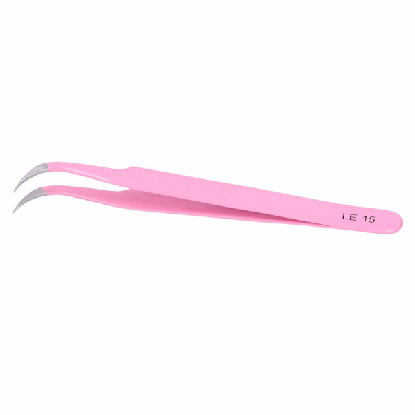 Øjenvippe pincet rustfrit stål falske øjenvipper pincet til øjenvippeforlængelse PinkLE‑15 buet
