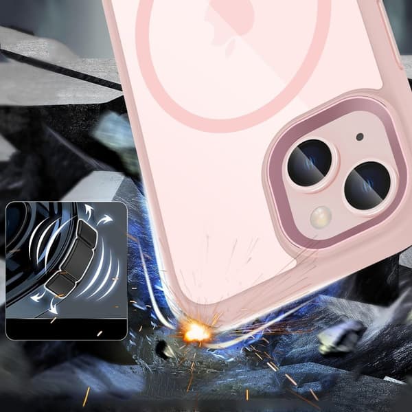 【03】Tech-Protect iPhone 15 -kuori MagSafe MagMat Pinkki/Läpinäkyvä 70