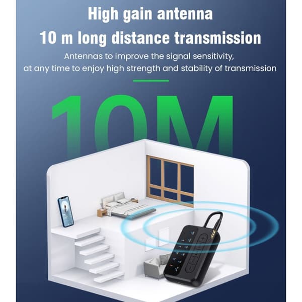 Bluetooth-lähetin-vastaanotin, 2-in-1 V5.4 langaton sovitin, kaksoislinkki AptX Adaptive/Low Latency/HD Audio, Aux-sovitin