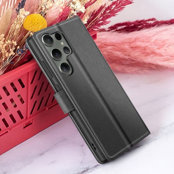 【03】Pung etui til Galaxy S23 Ultra med stander og magnetisk klap Zanaé Sort Svart