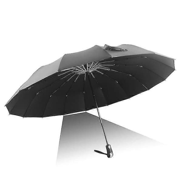 Automatisk Vindtæt Paraply Anti UV Folde Paraply Rejseparaplyer Black