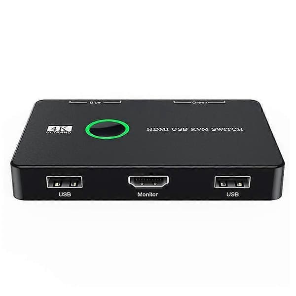 【03】KVM Switch 2-Port Box USB og HDMI-kompatibel Switch til 2 computere, der deler tastatur, mus, printer a [DB]